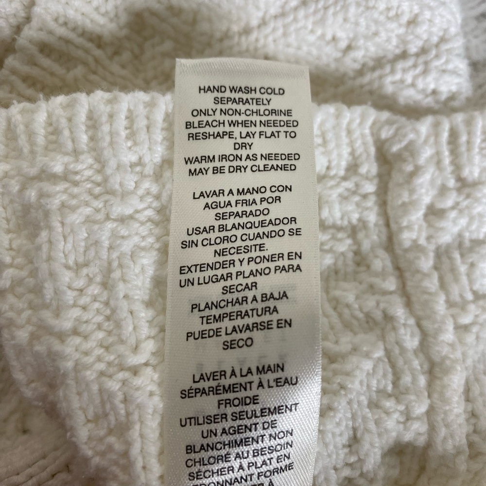 Woman's Cable Knit Sweater-Fringe, Faux Pearl, Turtleneck, Warm - Picture 8 of 9